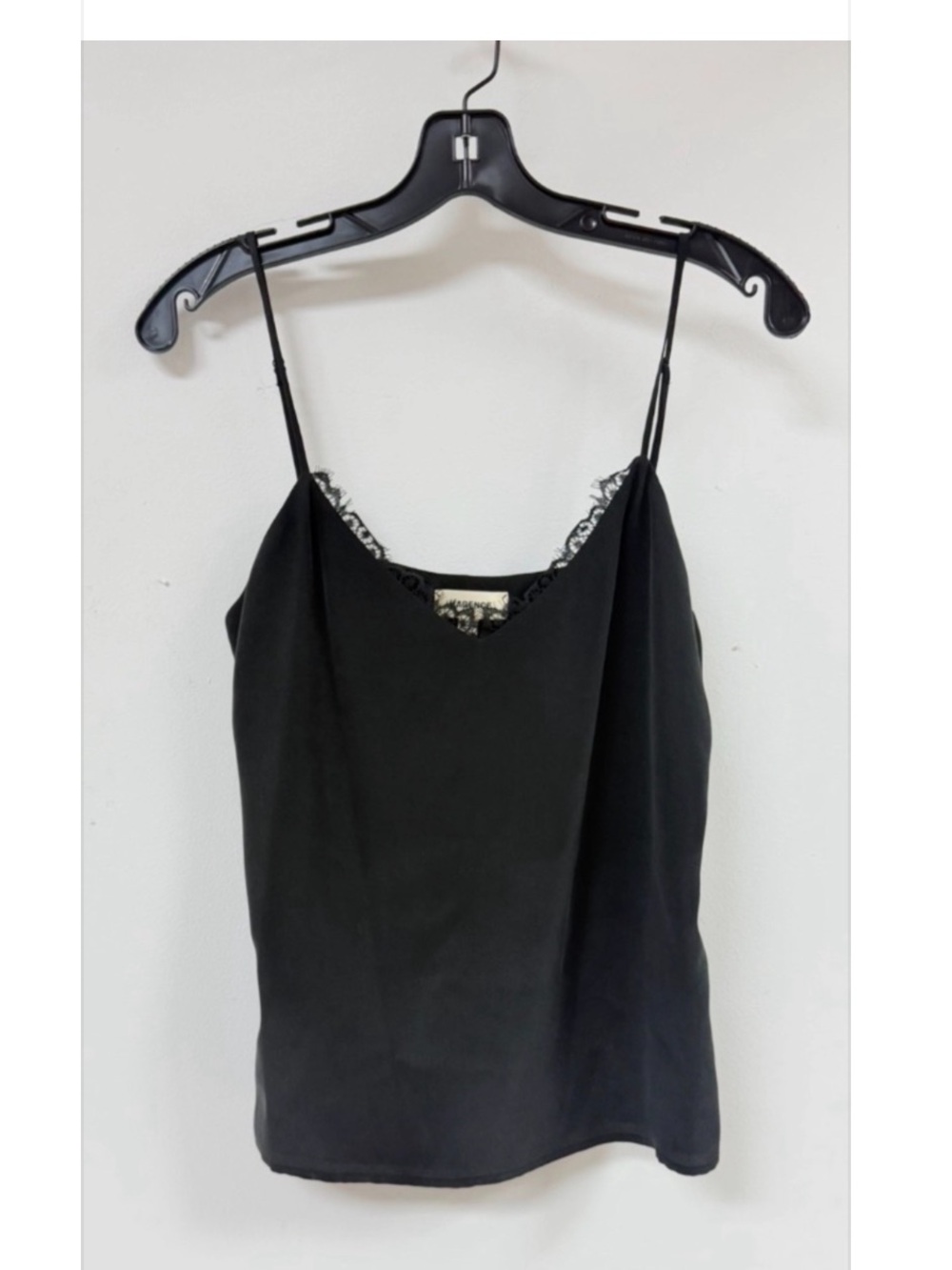 L’Agence Lace Silk Cami with Lace in Black- XS.